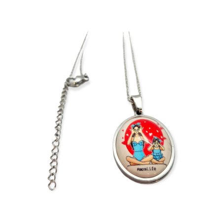 Necklace steel silver mother and daughter2